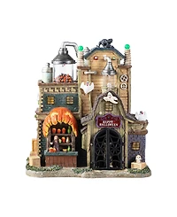 Glitzhome 11" Lighted Resin Halloween Haunted House Village