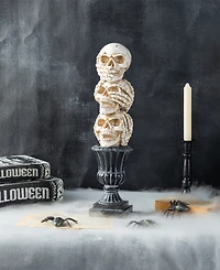 Glitzhome 18" Halloween Resin Stacked Skull Table Decor