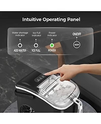 Cowsar Countertop Ice Maker Machine with Handle,26Lbs/24H,9 Cubes Ready in 6 Mins,Self-Cleaning Function with Ice Scoop and Basket for Home/Office