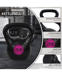 Sporzon! Wide Grip Kettle Bell Strength Training Weight Set, 5, 10, 15, 20, 25lb