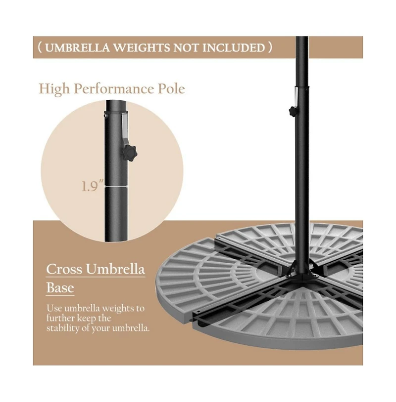 10 Feet Patio Umbrella with Crank and Solar Led Lights