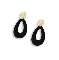 Sohi Women's Black Teardrop Dented Drop Earrings