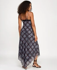 Seni & Cade Juniors' Lace-Trim Mesh Slip Dress