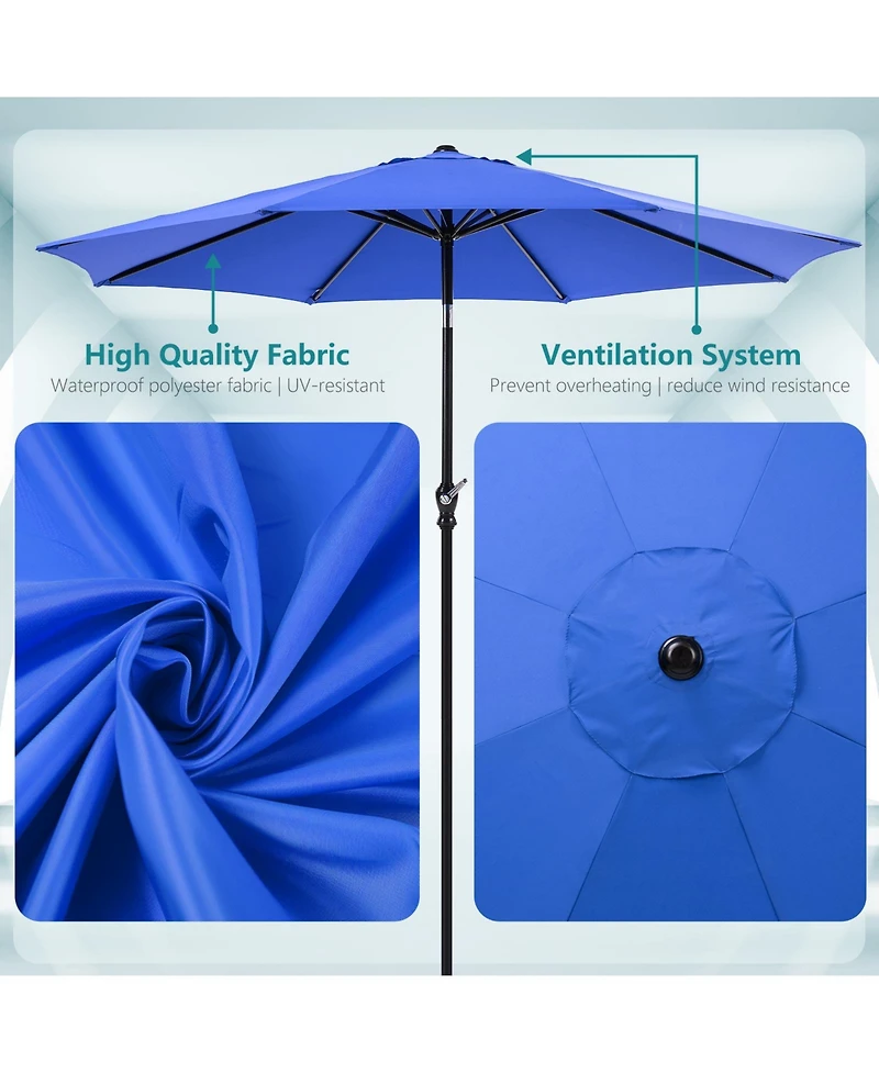 9 foot outdoor patio umbrella with button tilt and crank