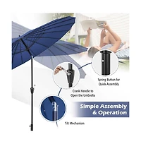 9 Feet Round Patio Umbrella with 18 Fiberglass Ribs