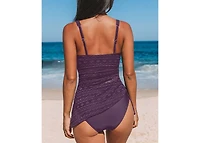 Cupshe Women's Surplice V Neck Drawsrting Tankini Sets