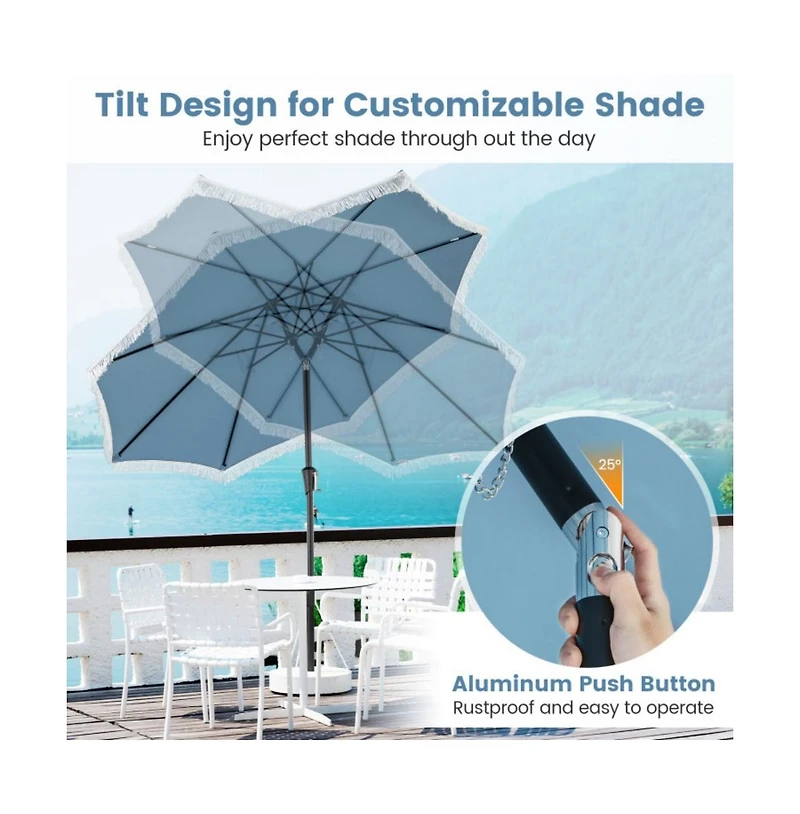 9 feet Patio Umbrella with Sun-Protective Canopy for Patio Garden Pool