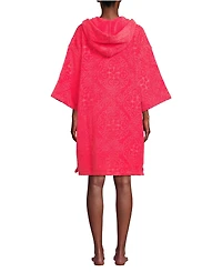 Lands' End Women's Terry 3/4 Sleeve Pullover Hooded Spa Robe