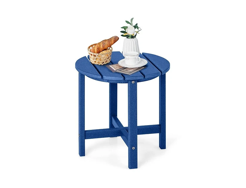 Round Adirondack Side Table Weather-Resistant for Outdoor Patio and Garden