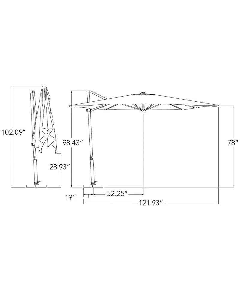 Mondawe 8.6FT Solefin Square Cantilever Umbrella with Cross Bar Stand,Bronze Frame