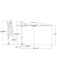 Mondawe 8.6FT Solefin Square Cantilever Umbrella with Cross Bar Stand,Bronze Frame