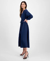 Robbie Bee Women's Gingham-Print Belted Shirtdress