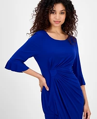 Connected Women's Bell-Sleeve Gathered-Waist Dress