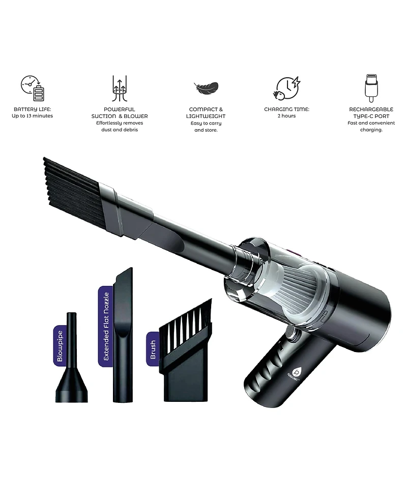 Pursonic 2-in-1 Mini Wireless Vacuum Cleaner & Air Duster Powerful, Portable & Rechargeable