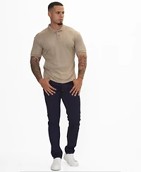 Ron Tomson Men's Fine Ribbed Fitted Polo Shirt