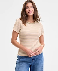On 34th Women's Embellished-Crewneck Rib-Knit T-Shirt, Macy's Exclusive