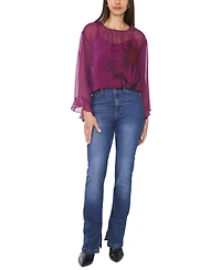 Vince Camuto Women's Chiffon Flutter-Sleeve Top