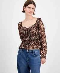 Tinseltown Juniors' Tie-Back Ruffle Blouse