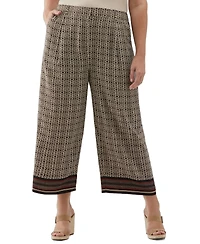 Ella Rafaella Plus Medallion Print Wide Leg Crop Pants