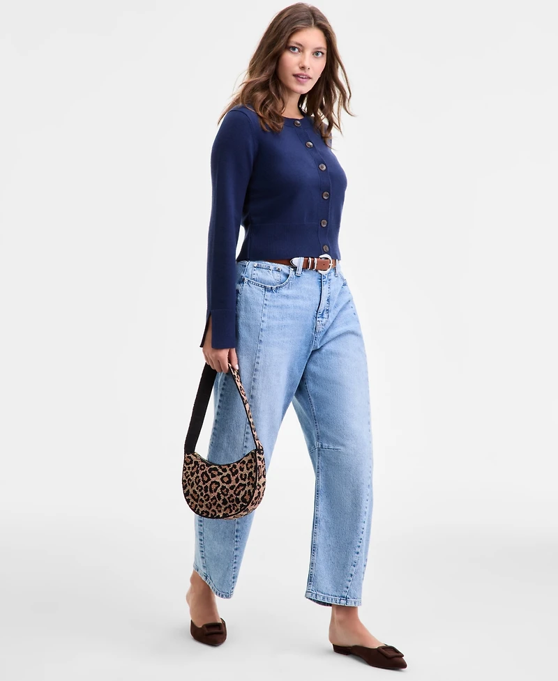 On 34th Women's Split-Cuff Crewneck Cropped Cardigan, Macy's Exclusive