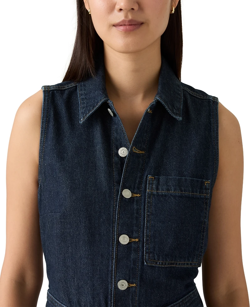 Levi's Women's Cotton Sleeveless Cropped Jumpsuit