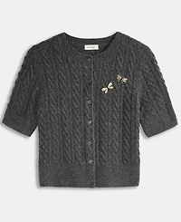 On 34th Women's Short-Sleeve Embellished Cable-Knit Cardigan, Macy's Exclusive