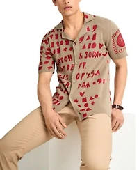 Scotch Soda Mens Slim Fit Ralston Pants Jacquard Text Logo Shirt