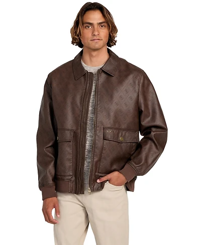 Guess Men's Monogram Aviator Jacket