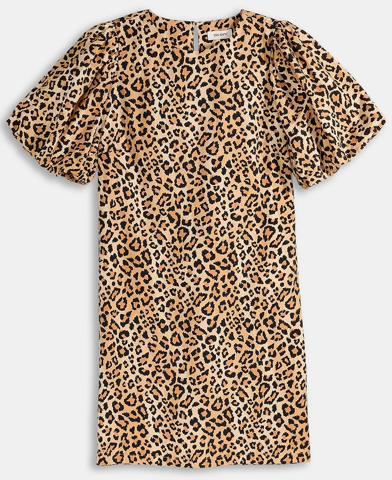 On 34th Women's Sketchy Leopard-Print Puff-Sleeve Mini Dress, Macy's Exclusive