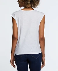 Ella Rafaella Petite Cotton Lace Yoke Top