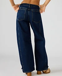 Steve Madden Women's Tre Denim Mid-Rise Wide-Leg Jeans