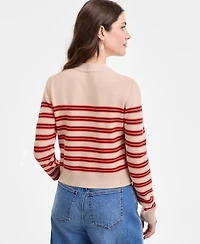 On 34th Women's Striped Long-Sleeve Crewneck Cardigan, Macy's Exclusive