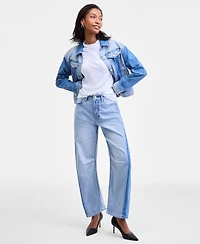 On 34th Women's High-Rise Two-Tone Barrel-Leg Jeans, Macy's Exclusive