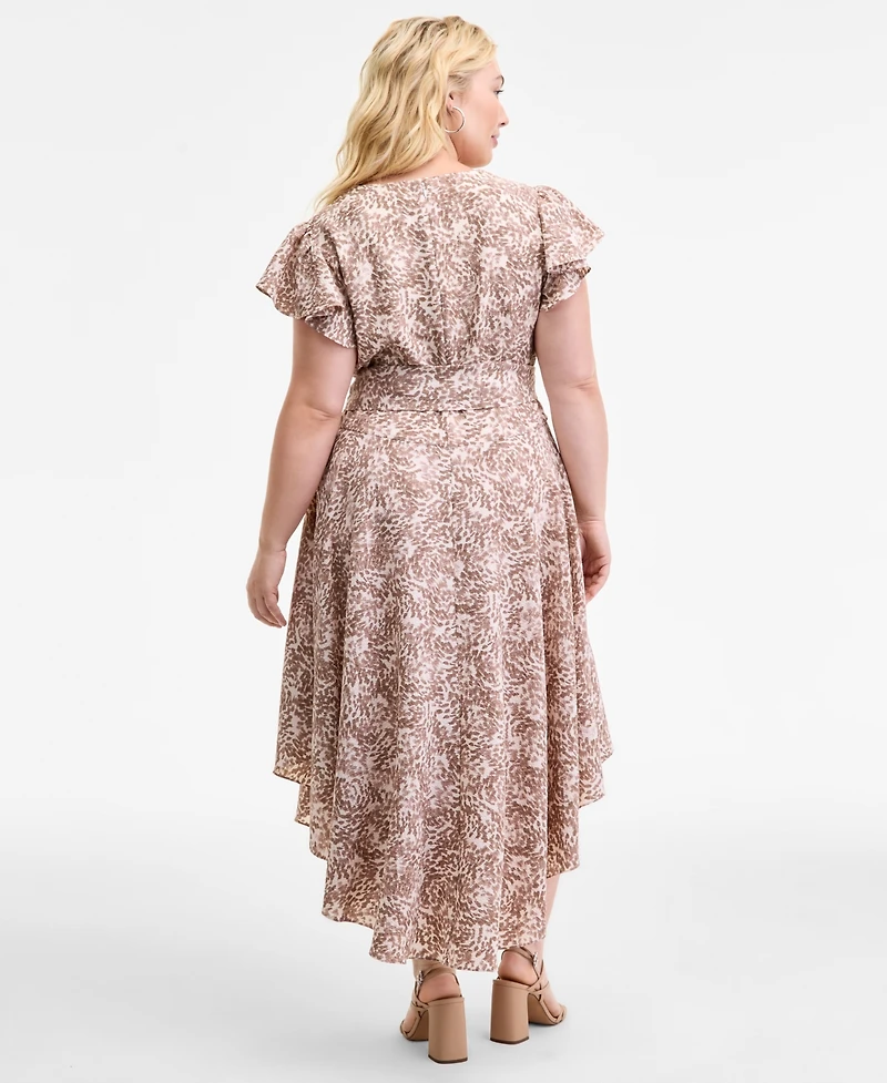 Vince Camuto Plus Printed Belted Midi Dress