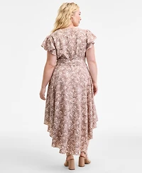 Vince Camuto Plus Printed Belted Midi Dress