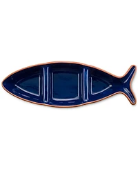 Euro Ceramica Costa Azul Fish-Shaped Divided Serving Dish, Large