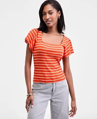 On 34th Women's Square-Neck Flutter-Sleeve Ribbed Top, Macy's Exclusive