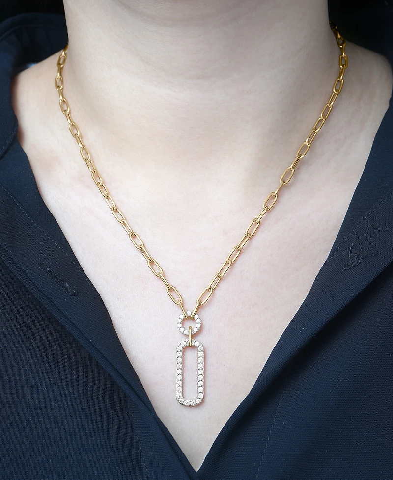 Wrapped in Love Diamond Pave Paperclip 17" Pendant Necklace (1 ct. t.w.) in 14k Gold, Exclusively at Macy's