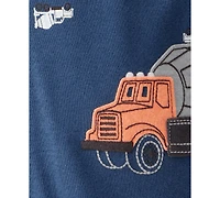 Carter's Baby Boys Construction-Print Cotton Long-Sleeve 2-Way-Zip 1-Piece Footed Pajamas