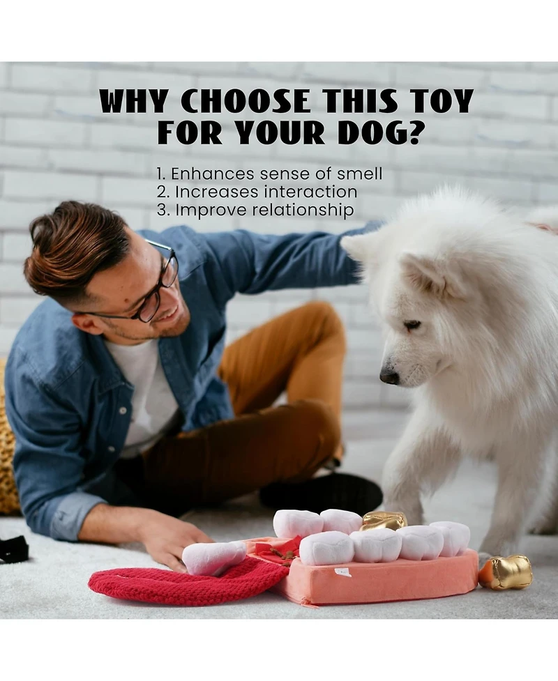 Nocciola Interactive Teeth Dog Toys – Enrichment Puzzle Funny Dog Toys for Small to Large Dogs, Non-Slip Hide and Seek Dog Toys to Keep Dogs Bu