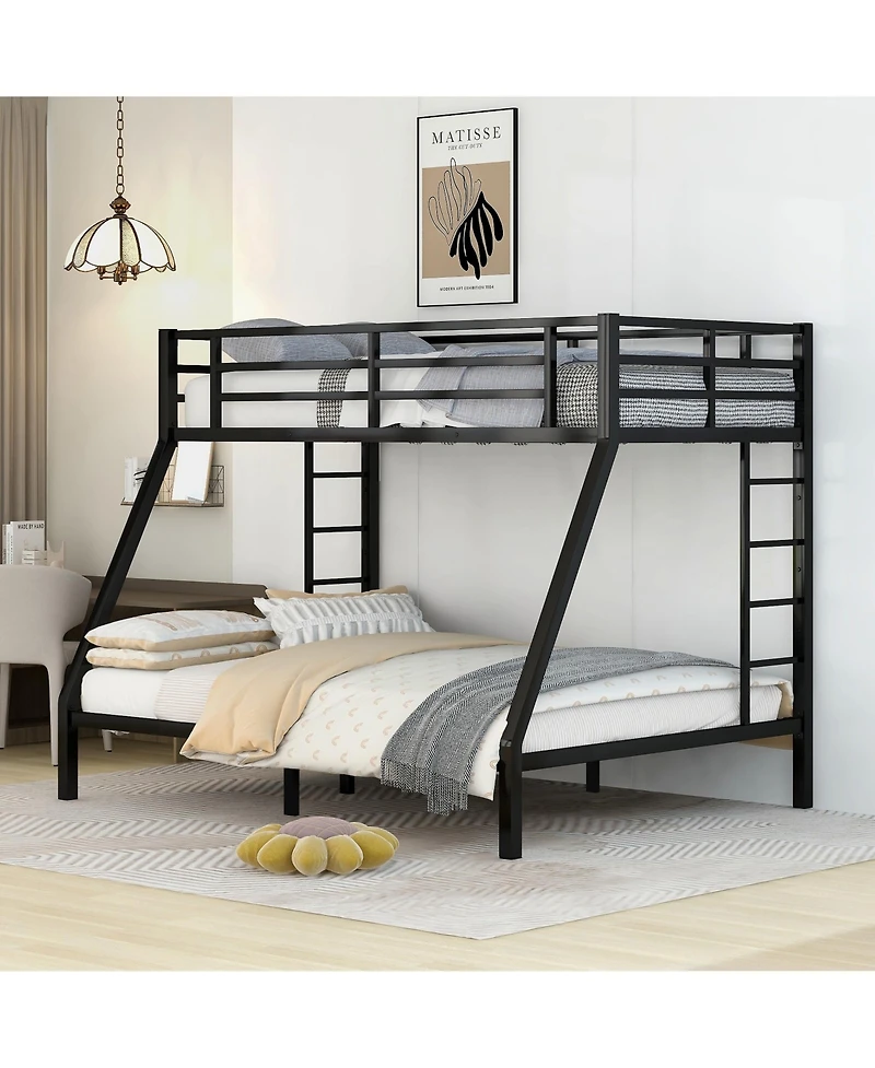Metal Twin Xl over Queen Bunk Bed for Teens and Adults, Space-Saving/Noise Reduced/No Box Spring Needed