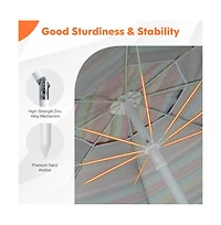 6.5 Feet Patio Beach Umbrella with Waterproof Polyester Fabric