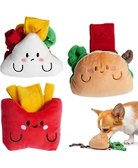 Nocciola 3 Pcs Finger Food Dog Toy Set, gift,Cute Hide and Seek Plush Dog Toys,Squeaky and Crinkle Enrichment Toys for Small to Medium Dogs