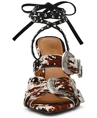Steve Madden Women's Saddle-h Western Buckled High-Heel Dress Sandals