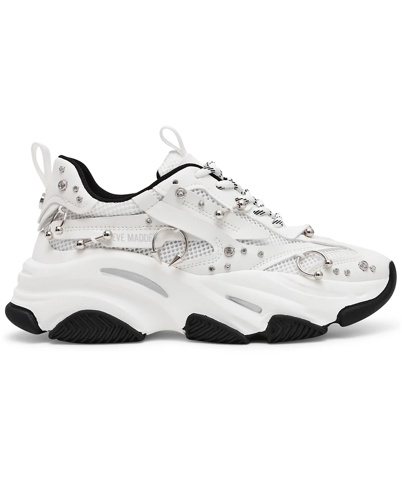 Steve Madden Women's Possession Piercing-Embellished Lace-Up Sneakers