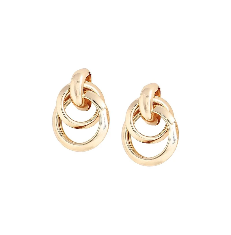 Sohi Women's Gold Twisted Metallic Drop Earrings