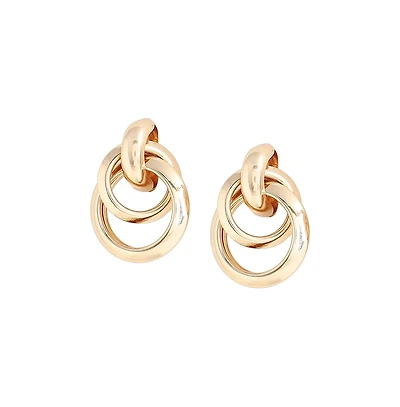 Sohi Women's Gold Twisted Metallic Drop Earrings