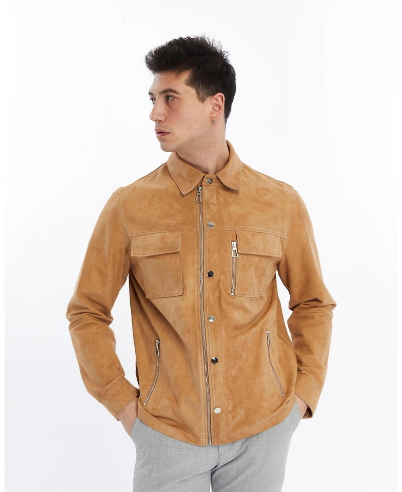 Furniq Uk Men's Suede Shirt Jacket, Created for Macy's