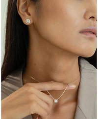 Sterling Silver 18k Gold Plated Eleanor Pearl Stud Earrings