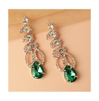 Sohi Women's Green Contrast Drop Earrings